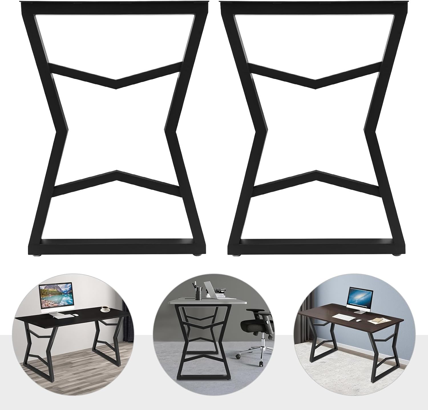 2Pcs 28-inch Table Legs, Furniture Leg, Office Table Legs Without Boards, with Adjustable Feet Pads, Bench Legs, Modern Table Legs, for Coffee Table, Side Table, Dining Table, 19.7*2*27.6in (Black)