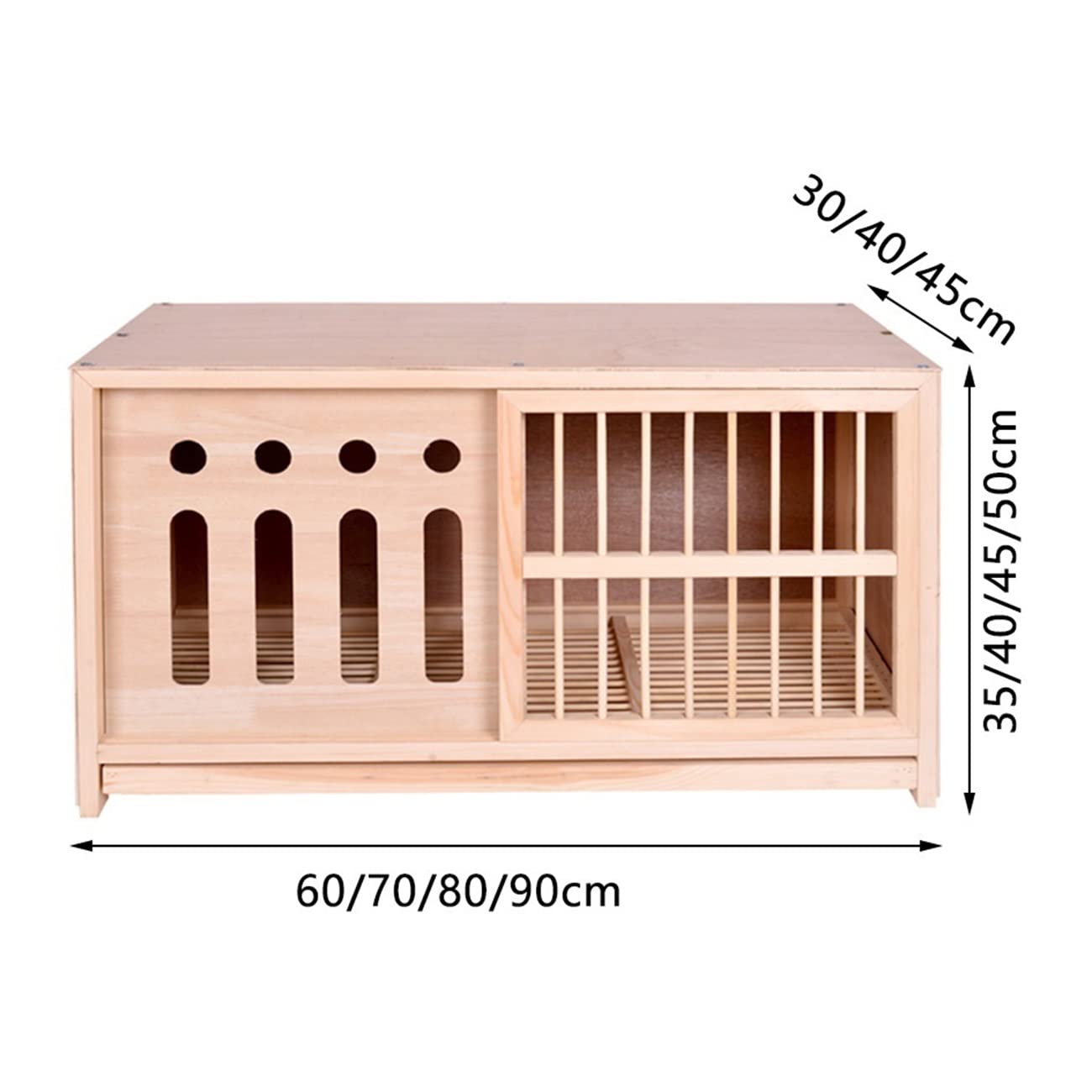 Hábitat De Animales Pequeños Jaula para Conejos con Bandeja Arena para Gatos De Interior Y Exterior Caja Nido De Palomas Jaula De Cria Suministros De Mascotas (Color : Wood Color, S : 90 * 45 * 50cm)