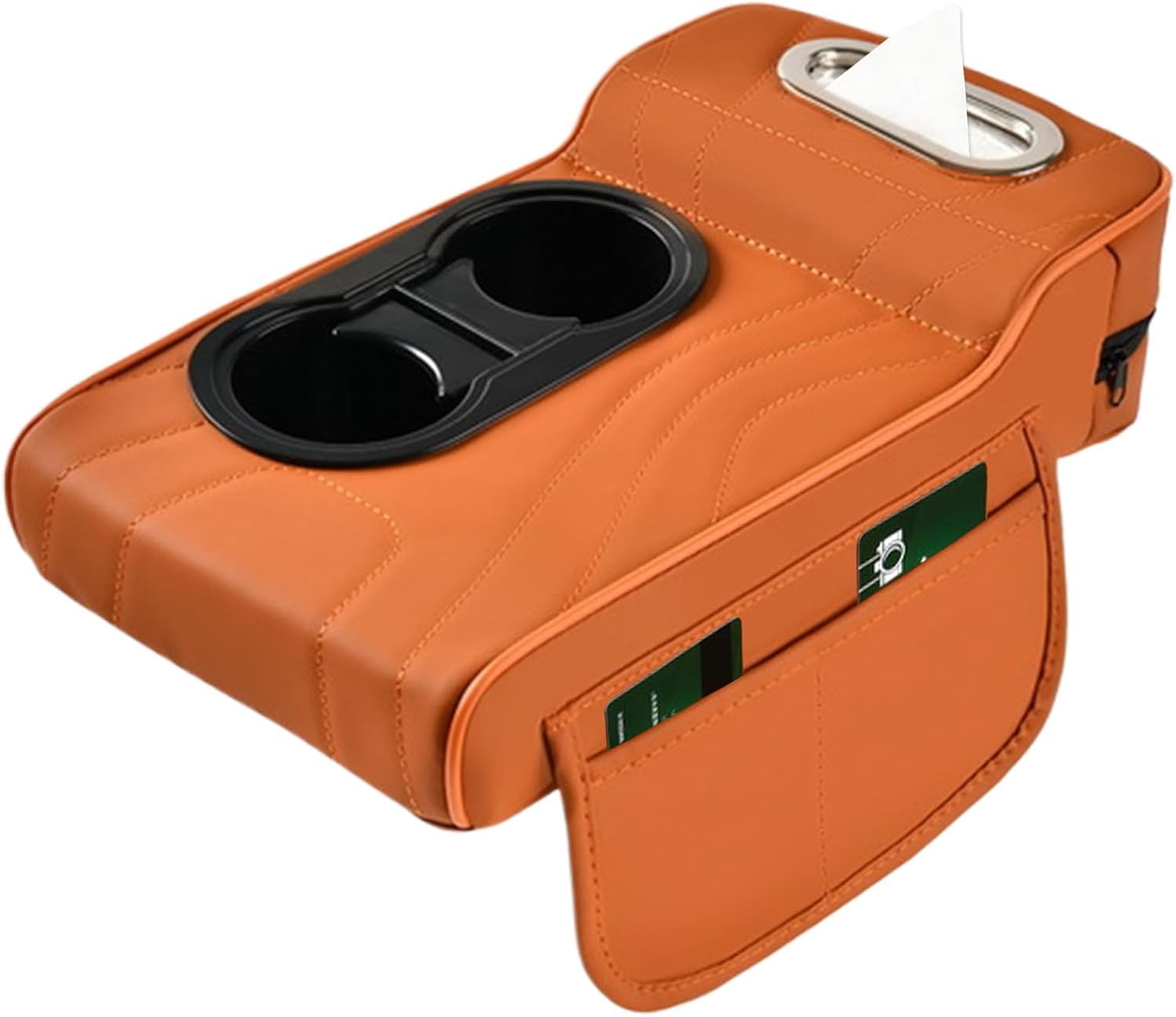 CYBHYAXC Car Armrest Cushion Storage Box For Audi S4 4A, C4 1991 1992 1993 1994, Car Center Console Armrest Pillow With Cup Holder Storage Pocke Tissue Box,Orange