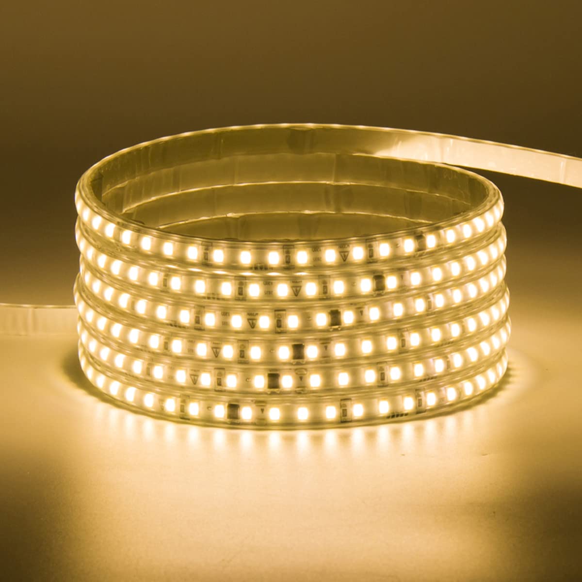 6m Ruban à LED avec IC - blanc chaud, direct vers AC 220V, autocollant, Bande de 2835 SMD 120 LEDs/m, éclairage très lumineux, IP65 étanche