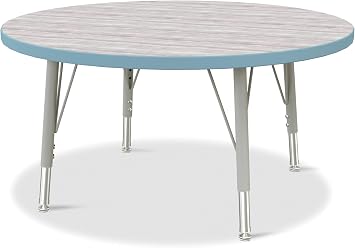 Berries Jonti-Craft 6488JCE452 Round Activity Table, 36" Diameter, E-Height 15"-24" Adjustable Height, Driftwood Gray/Coastal Blue/Gray