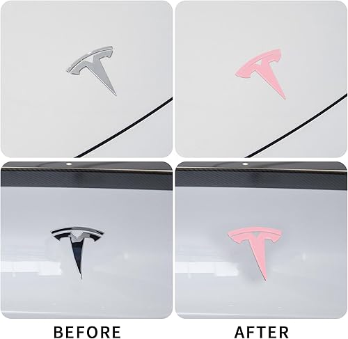 Miniatura 6 de Nanaholy Model Y Accesorios para Tesla Emblema Pegatina 2 piezasSet para maletero delanterotrasero Logo cubierta (negro)