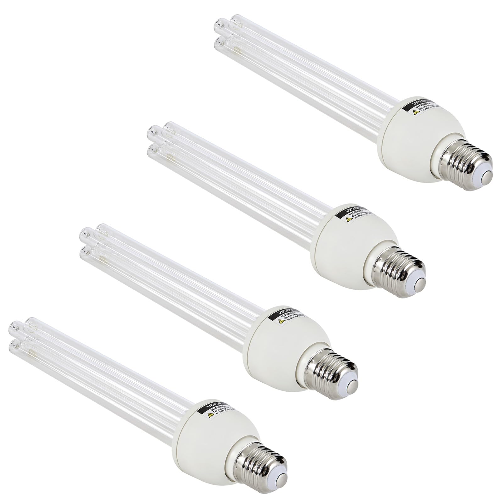 VEVOR Clean Light Bulb, 4 Pack, 25W Replacement Lamp with Ozone, 253.7 nm + 185 nm Wavelength Clean Light Bulb, E27 Universal, for 400 sqft Living Room, Classroom, Office, and Restaurant