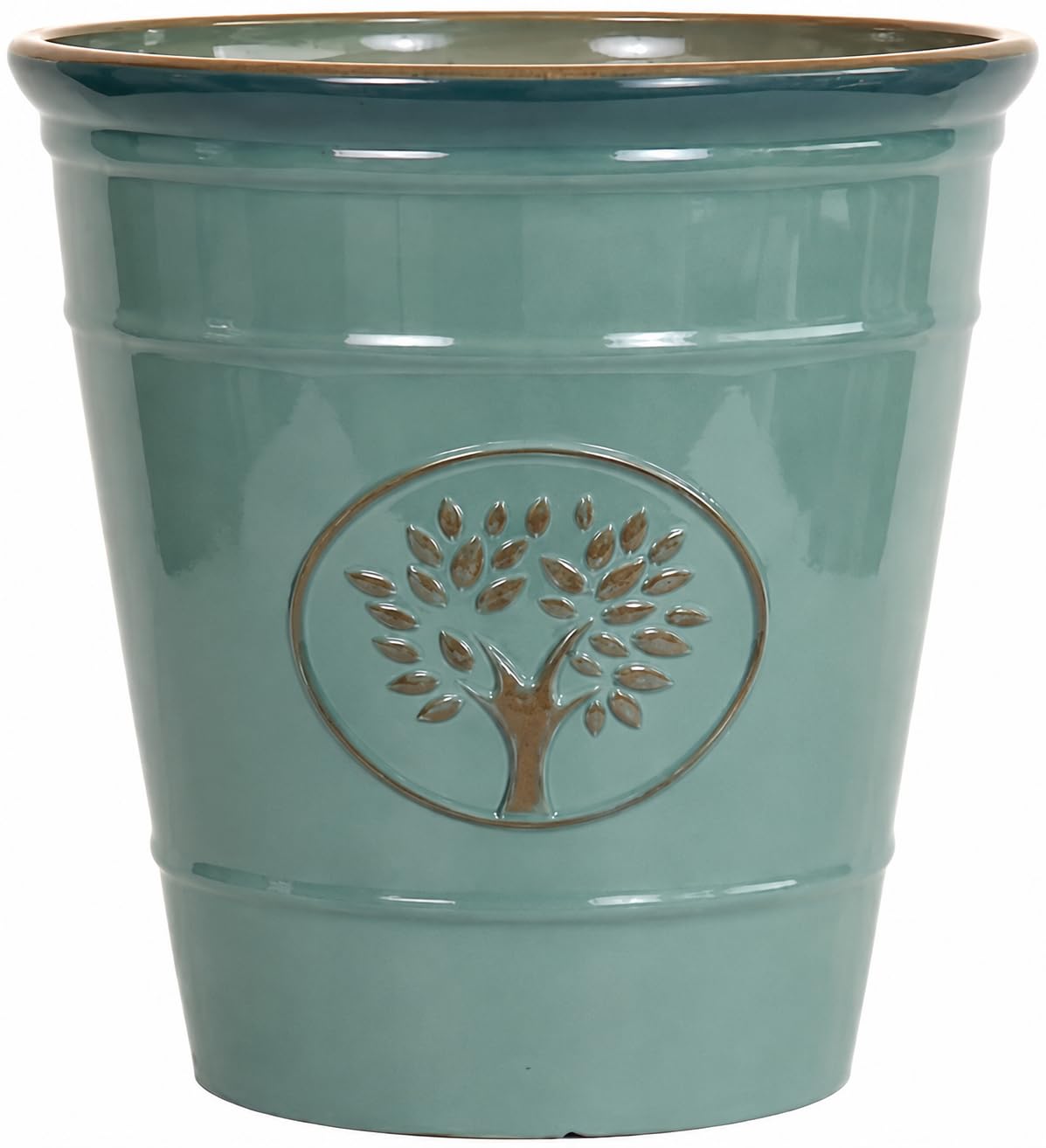 Heritage Tree Garden Pot – Decorative Tree of Life Indoor/Outdoor Planter, Large Lightweight Frost Proof & UV Resistant Plant Pot for Patio, Garden. (Sea Green, 13 Litre)