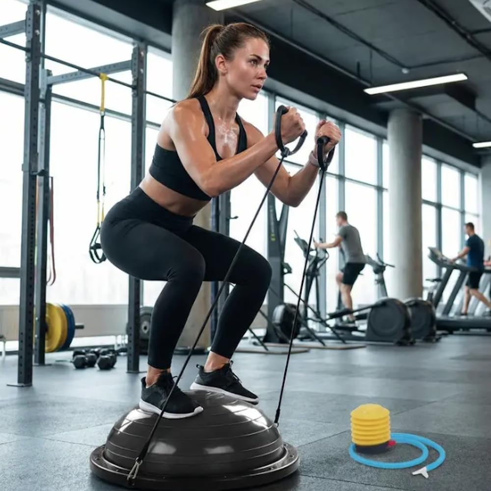 Fitness Balance Ball (Ø 60 cm) | Palla in ABS e PVC | Gymball Training Board Semisfera Cupola | Aumenta Equilibrio Resistenza Forza e Allena il Core