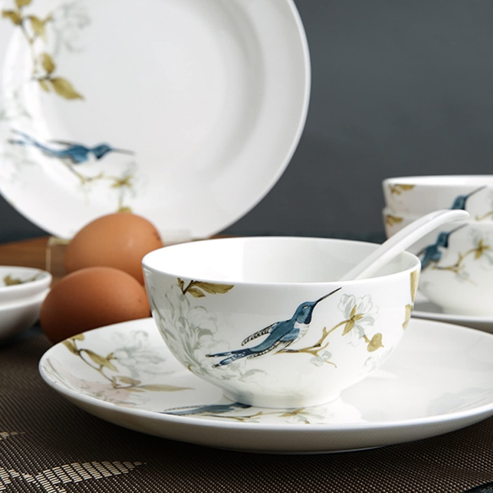 H3TF5J Ceramiczny zestaw talerzy obiadowych, 28-częściowy zestaw stołowych, nietopcy i łatwych do czyszczenia płyt obiadowych, zastawa stołowa w kuchni domowej, oszklone zastawa stołowa z wysokim