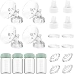 4 Pack Breast Pump Replacemnt Parts with 21mm Flange Compatible with Spectra S1 S2 S9 Plus SG, Including Flange, Backflow Protector,Tubing,Valves, Bottle