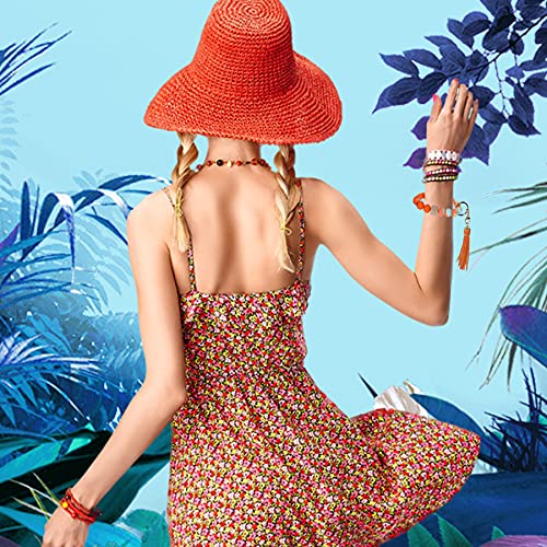 Giemson Silicone Key Ring Bracelets Wristlet Keychain Car Beaded Key Ring Bangle Chains For Women（Orange） #TOP4