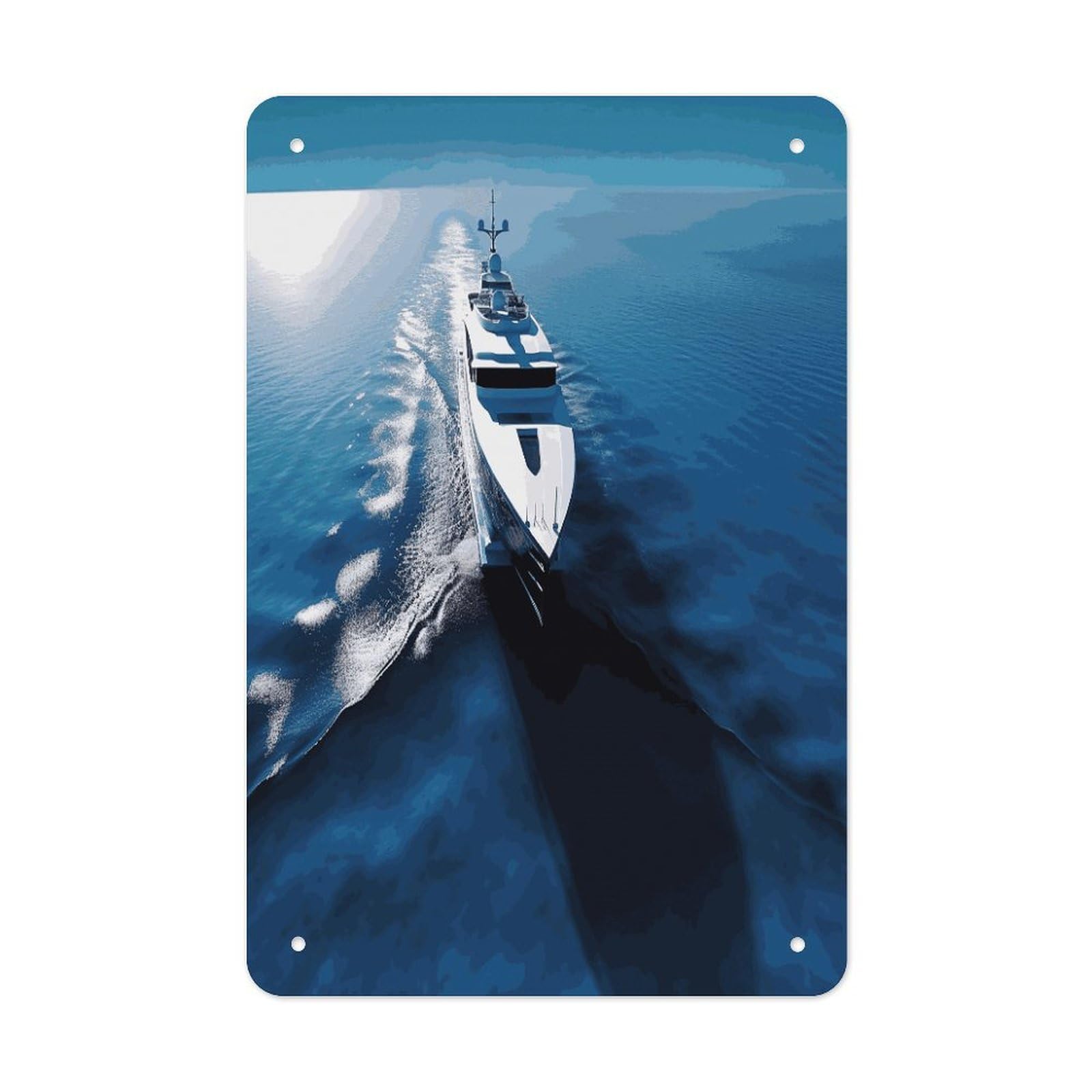 LDGSUPH Yacht Wall Art Prints Folded Edge Iron Sheet Painting with Holes for Wall Prints Decorative Picture Metal Signboard Decor Painting for Outdoor Indoor Wall Decor