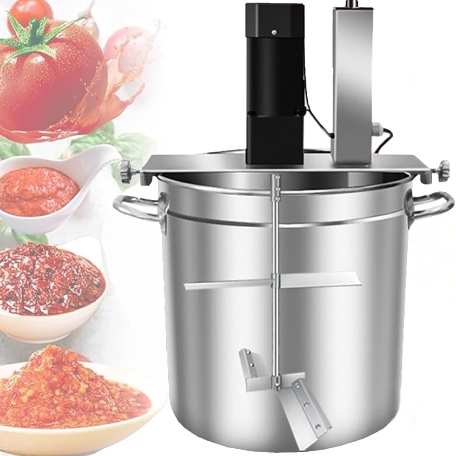 GLJTUO Electric Mixer Machine,Commercial Stand Mixer with Automatic Stirring, Stainless Steel 4-Blade Scraper for Cooking Soup, Sauce, Jam, and Household Use,25L