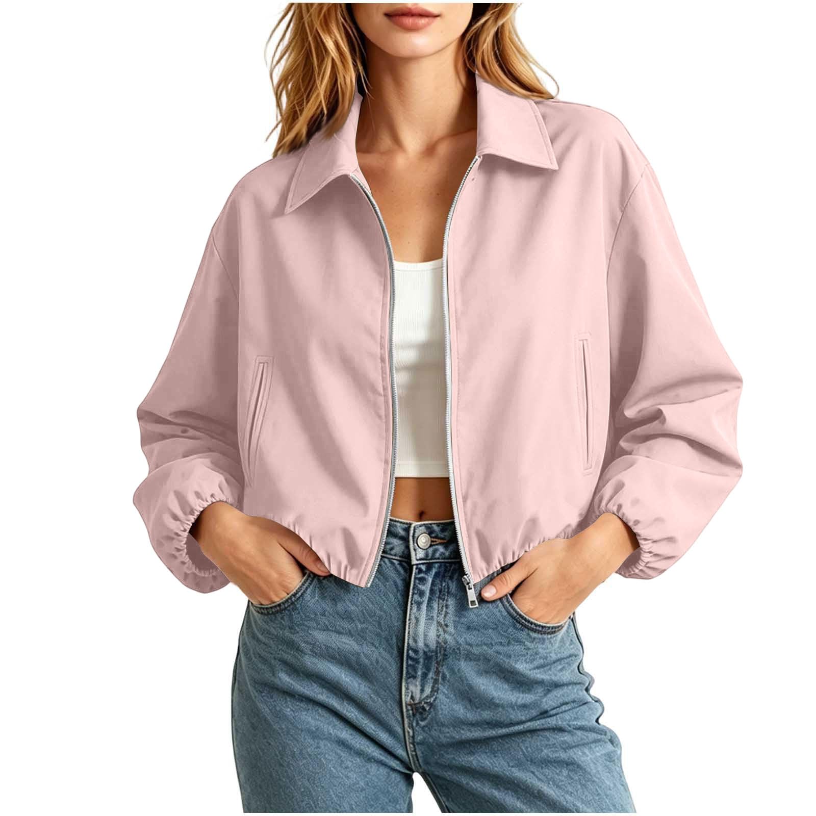 Jacke Damen Übergangsjacke Reißverschluss Hemdjacke Leicht Langarm