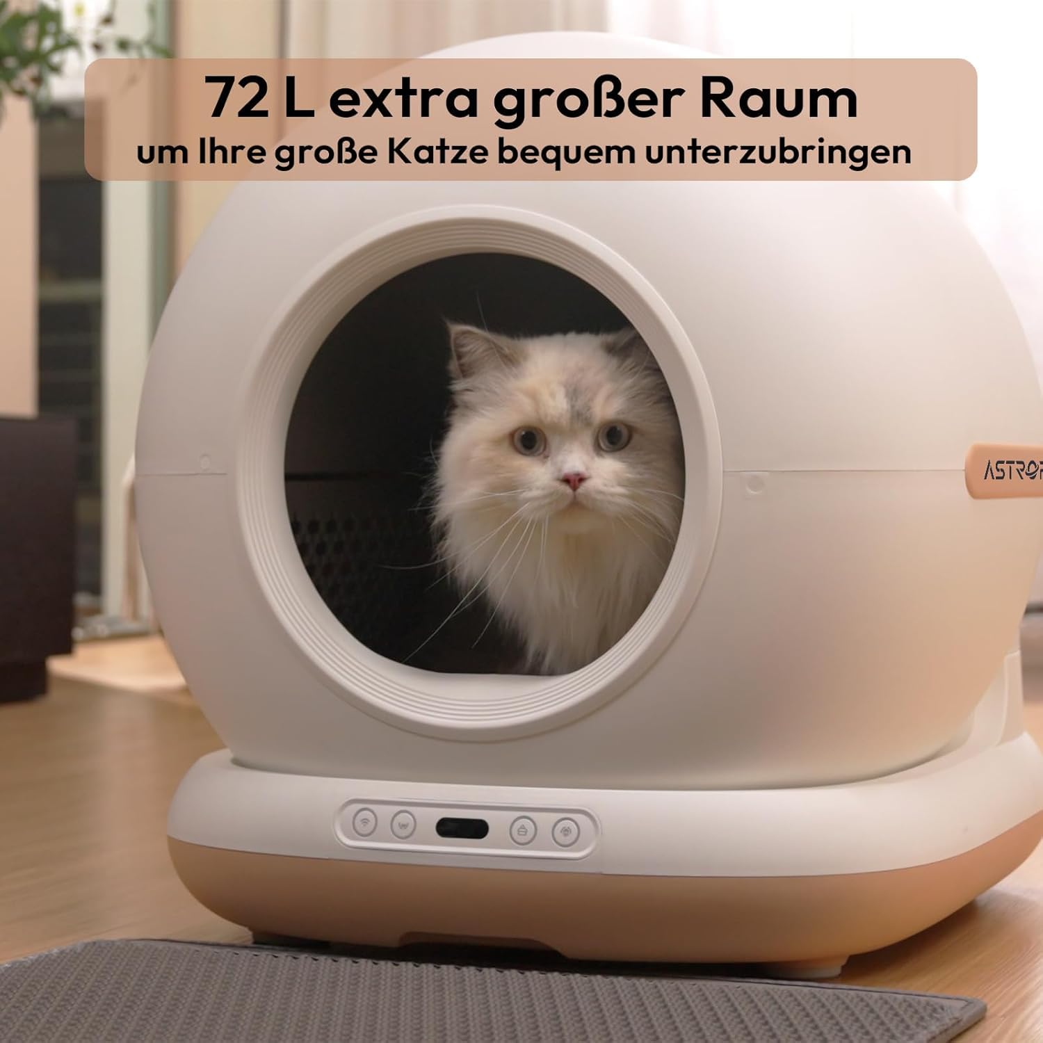 AstroPet 72L Katzenklo Selbstreinigend, Selbstreinigende Katzentoilette mit Matte, APP-Steuerung, UV-Sterilisation, Mehrfacher Sicherheitsschutz,Große Fassungsvermögen für Mehrere Katzen