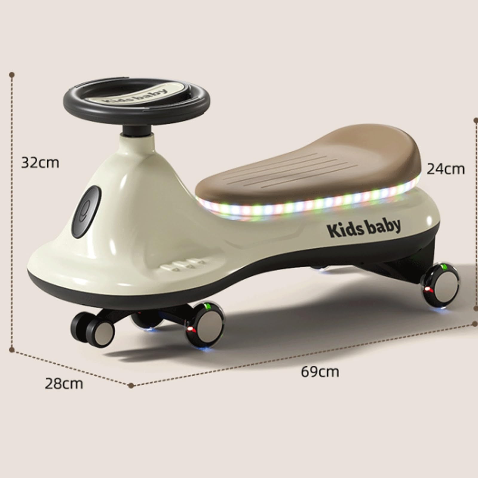 Auto oscillante con luce musicale, antiribaltamento, altalena for auto, ruota silenziosa e lampeggiante, dai 3 mesi in su triciclo