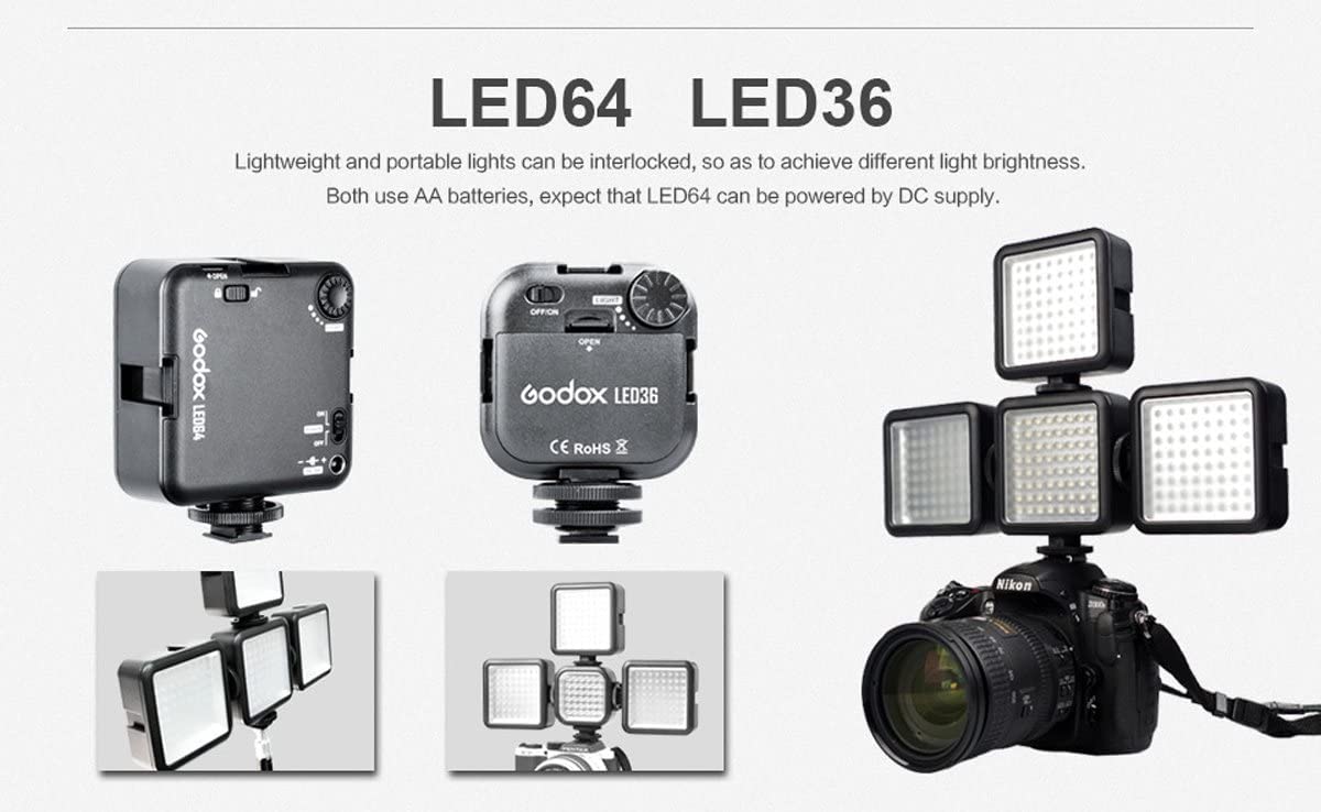 Amazon | Godox 撮影機材 照明 LED 64 ビデオライト 補助照明 撮影用 