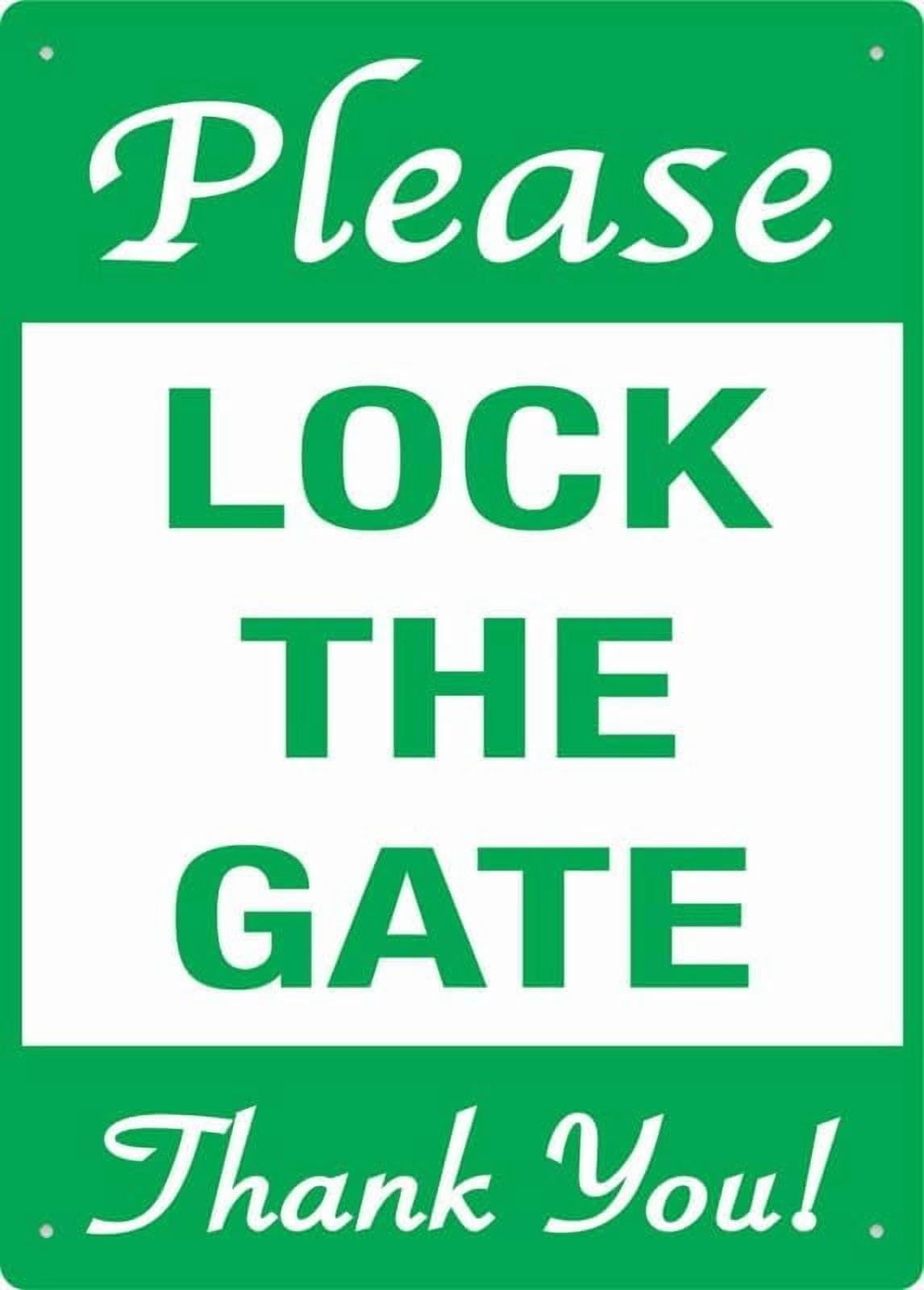 (2-Pack) Metal Tin Sign Please Lock The Gate Sign For 8""X12""