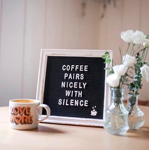 Miniatura 4 de Tablero de letras de fieltro negro con marco blanco de madera rústica, tablero de letras rústico con soporte, tablero de fieltro de 10 x 10