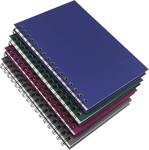 Cuaderno en espiral, paquete de 4 cuadernos en espiral de tapa dura A5, 5.7 x 8.5 pulgadas, 160 páginas, papel de 3.53 oz/m², diarios con rayas