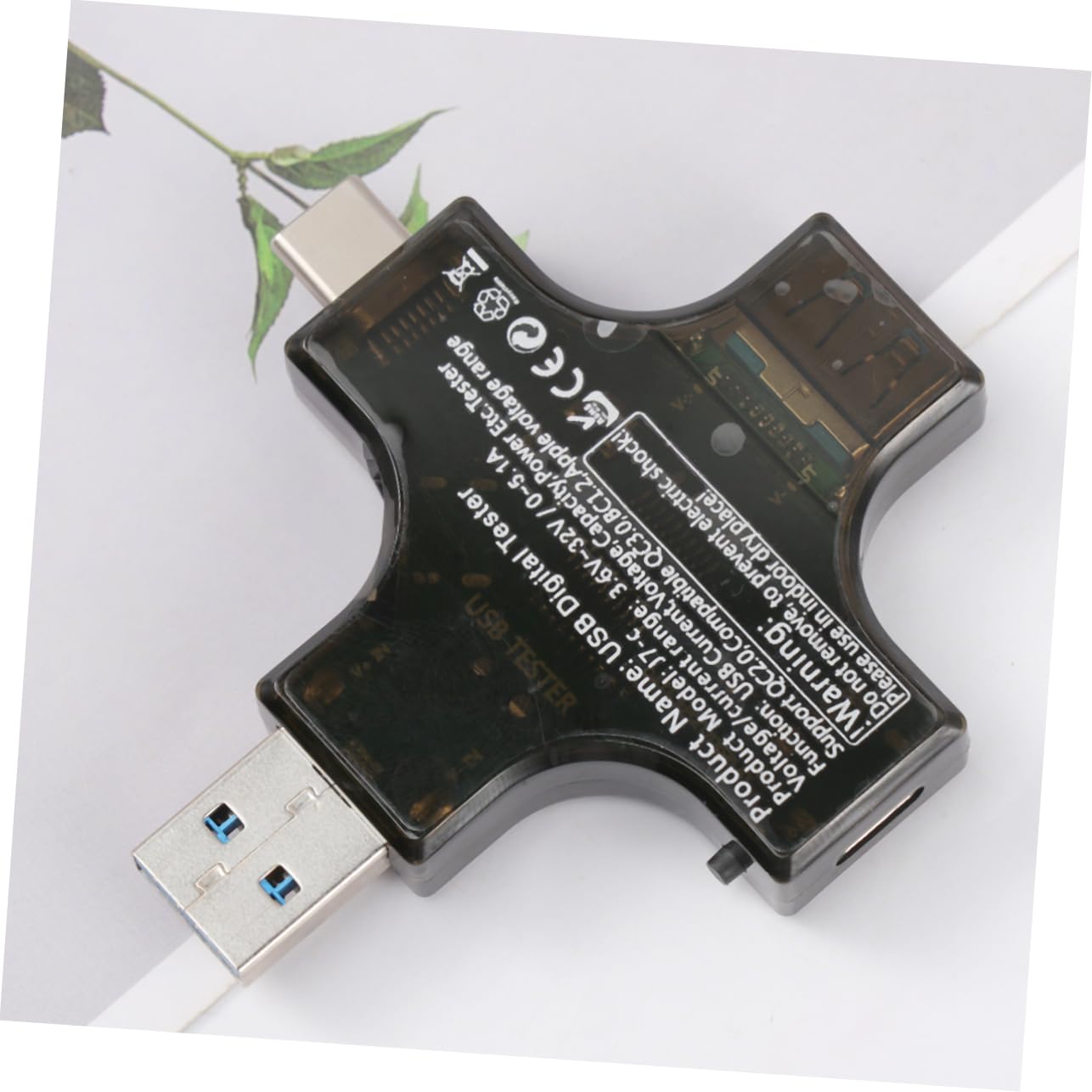 USB Tester Typ-c mit Farbdisplay, 1 Stück, Schwarzer Kunststoff