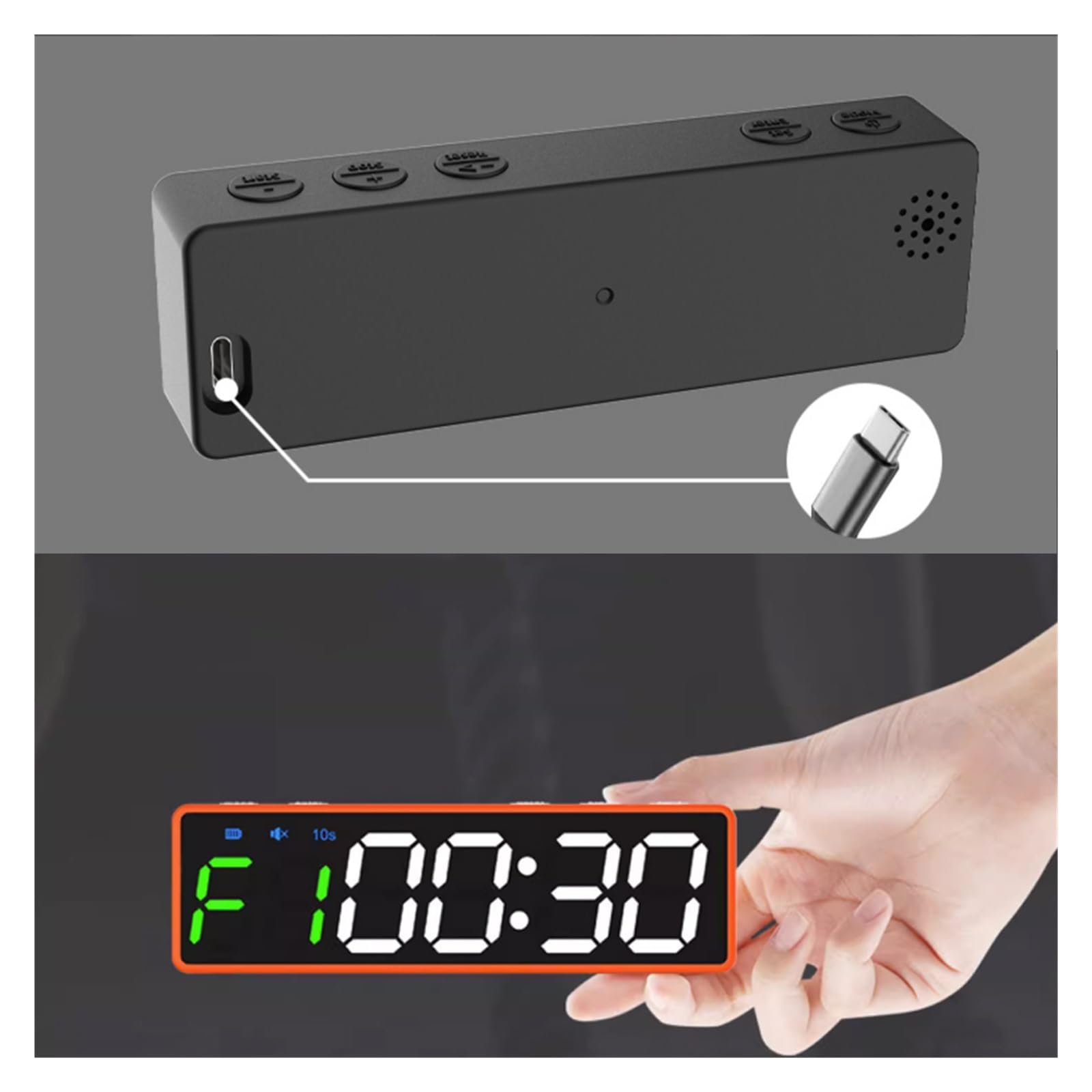Timer Palestra, Display digitale magnetico Temporizzatore for palestra sportiva Orologio for allenamento fitness ricaricabile Multi-scene Timer a LED Palestra for la casa Attrezzi for il fitness(A in