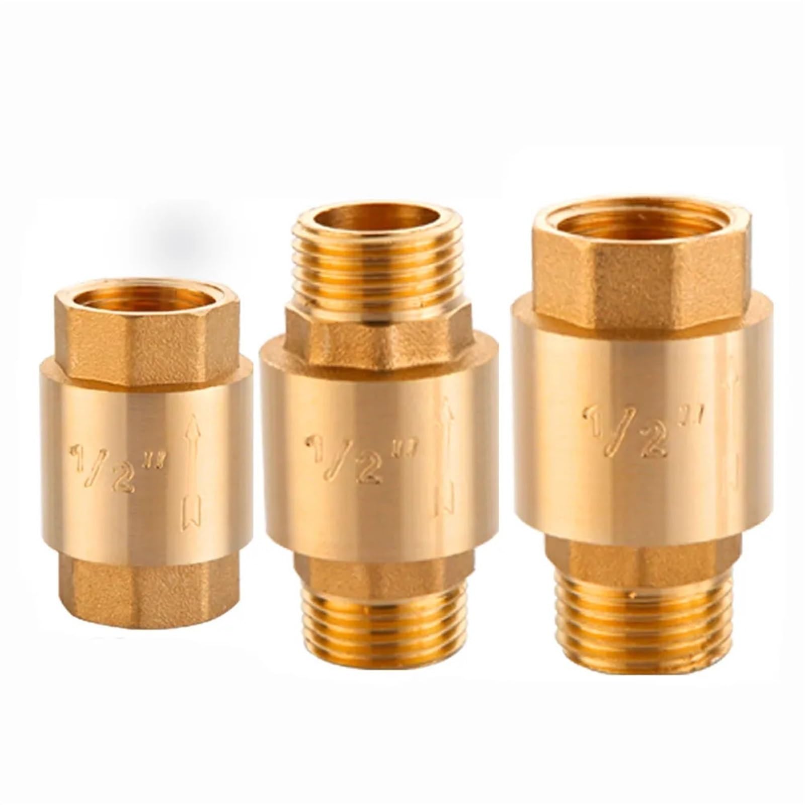 1/2" 3/4" 1" 1-1/4" 1-1/2" 2" Filettatura Maschio Femmina Ottone Valvola di ritegno a Molla in Linea della Pompa dell'Acqua unidirezionale(Male to Male,0.75 inch)