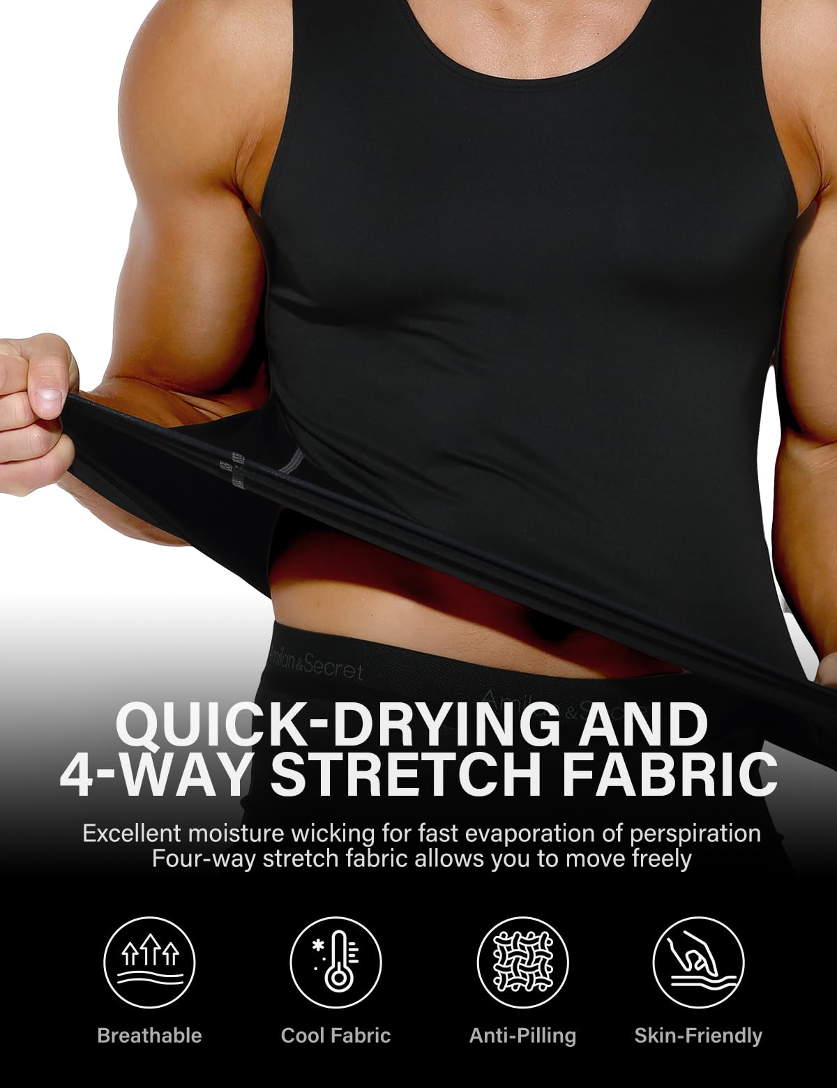 Casey Kevin Débardeur de Compression pour Homme Maillots de Corps sans Manches Gilet de Sport Ventre Plat Gainant Body Shaper
