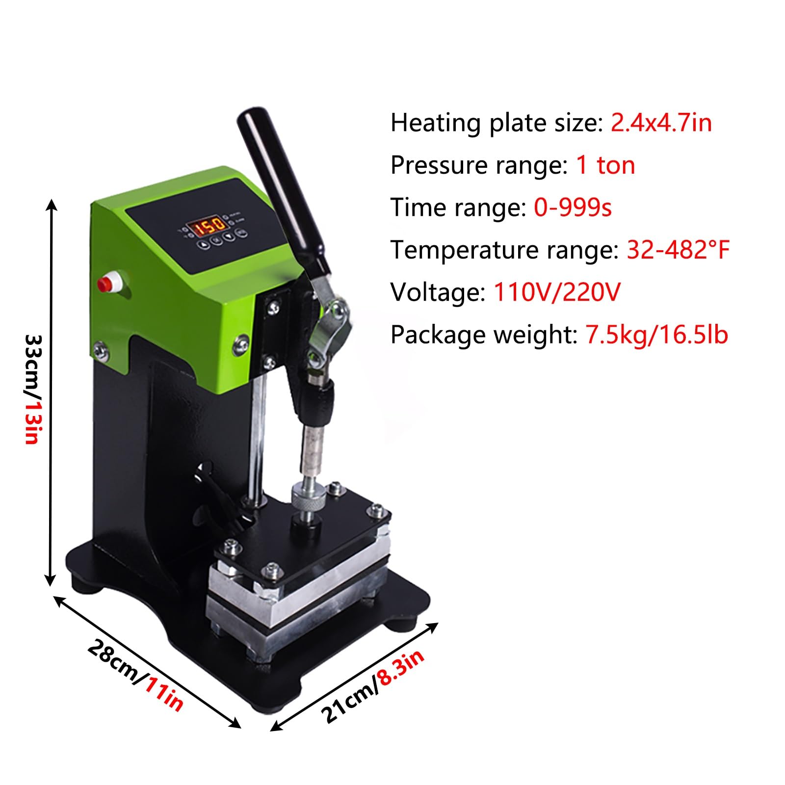 1Ton Ręczna Prasa Ciepła Maszyny z 6 x 12 cm Podwójne Płyty Ciepła i Kontroler LCD, do Drukowania Sprzęt Transfer Ciepła (110v)