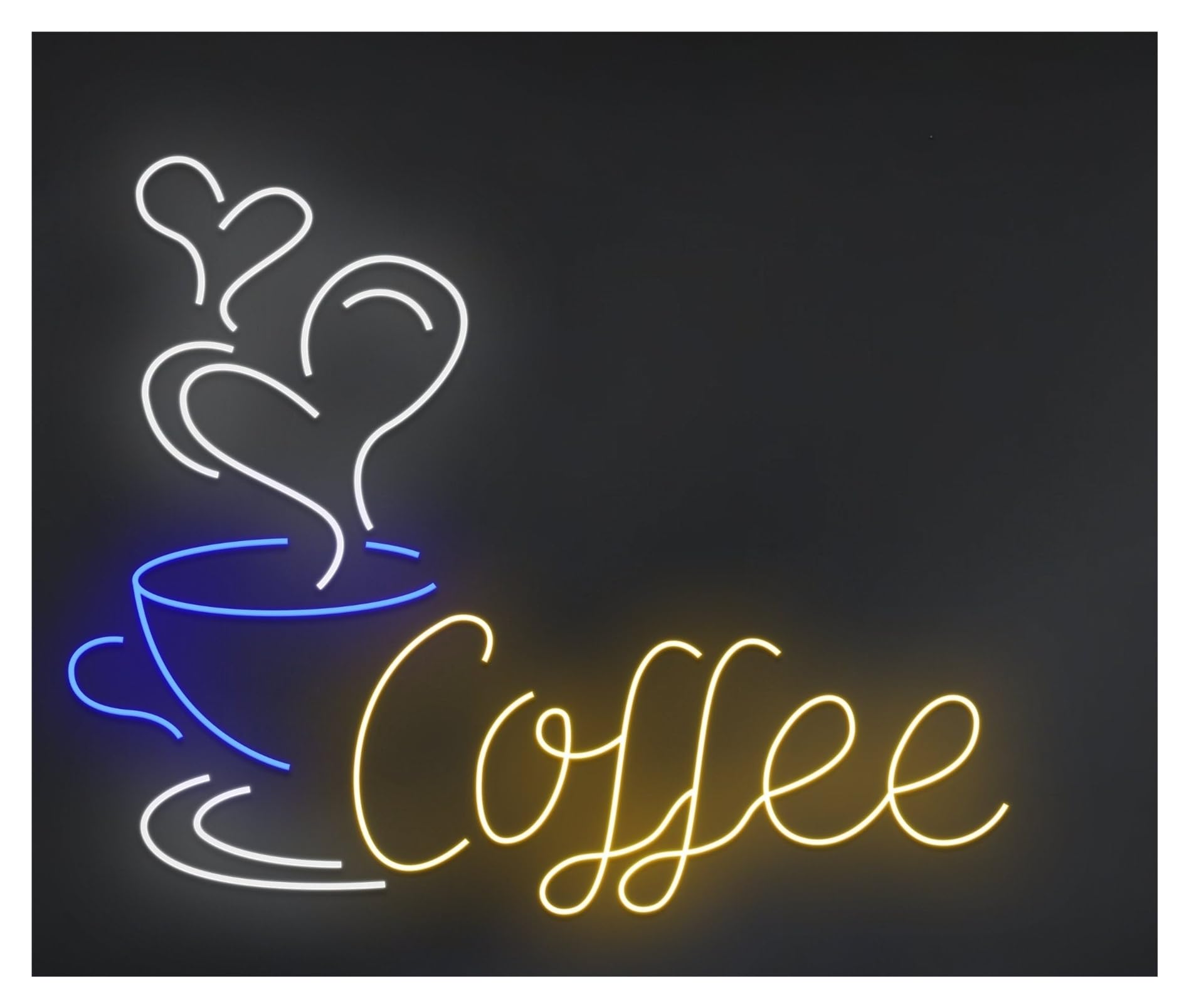 RONGCH Hanging Art Neon Signs Coffee Cup with Love Neon Sign Bar Lounge Wall Art Decor, Room 58cm