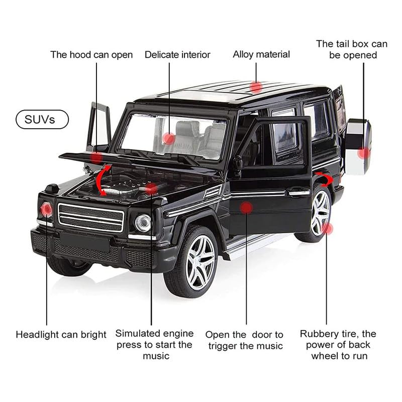 Image of Kids Model 1:32 G65 Die Cast Metal Car Pull Back Action Opening Doors with Realistic Engine Sound Lights Toy Car Gift for Boys - Multi