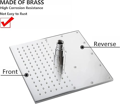 Miniatura 7 de SKOWLL Juego de grifo de ducha de baño LED de 12 pulgadas, sistema de accesorios de ducha de lluvia, juego de cabezal de ducha de montaje en pared