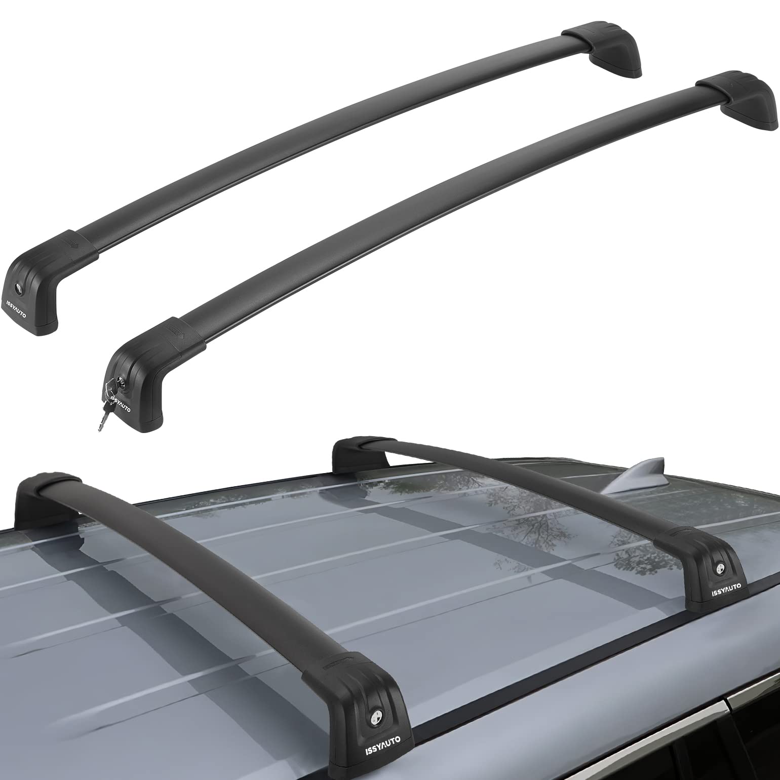 ISSYAUTO Roof Racks Cross Bars Compatible with 2016-2022 Pilot, Aluminum Roof Rail Cross Bars, Low Wind Noise Rooftop Cargo Carrier Crossbars, without Roof Side Rails, for Men Women