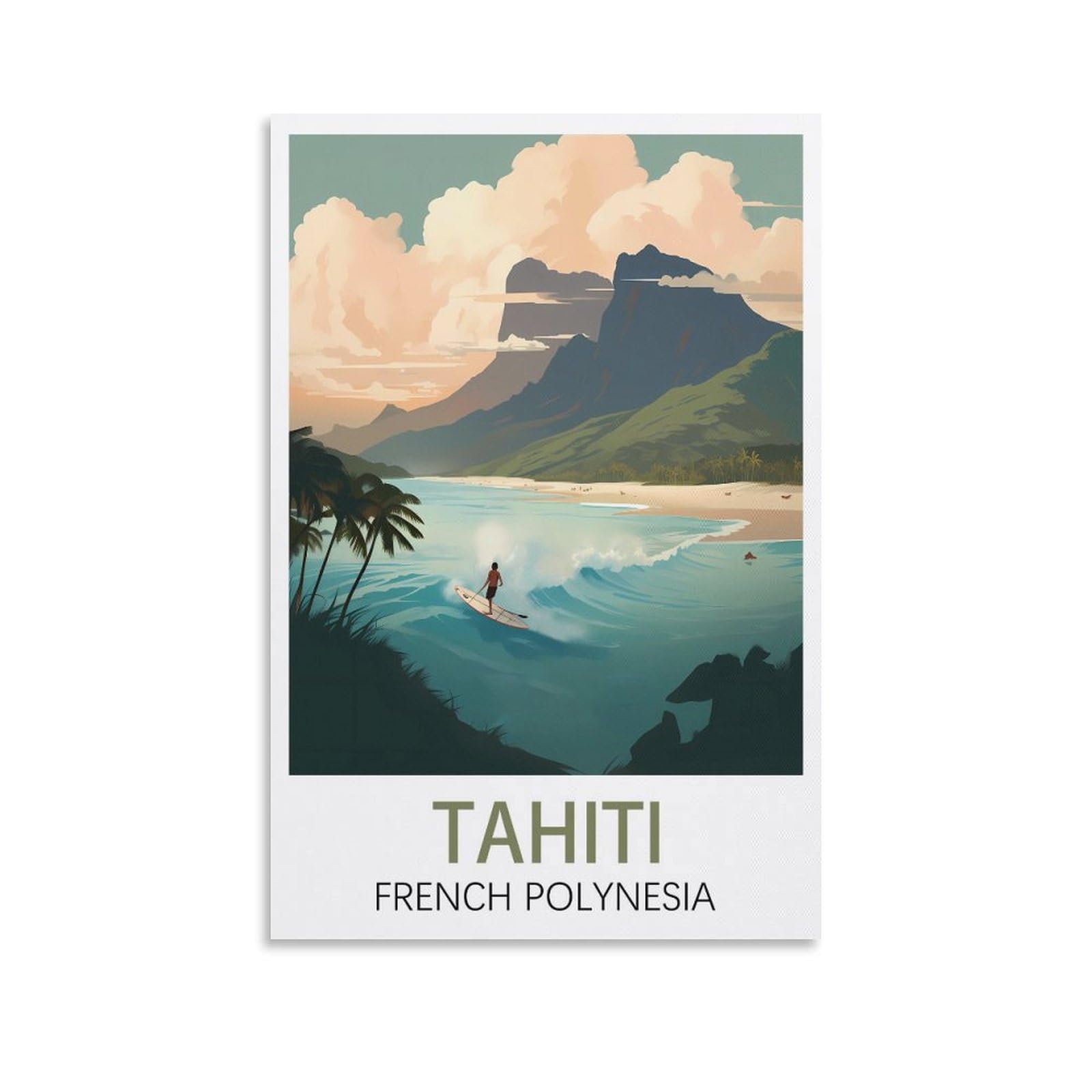 EZMLFA DIY Diamond Painting,Tahiti French Polynesias 5D Diamond Art DIY Cross Stitch Crystal Rhinestone Embroidery Pictures Craft for Home Wall 40x50cm