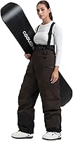 GSOU SNOW Women's Baggy Snowboard Pants Ski Bibs - Waterproof 15K, Windproof Insulated Warm Overalls