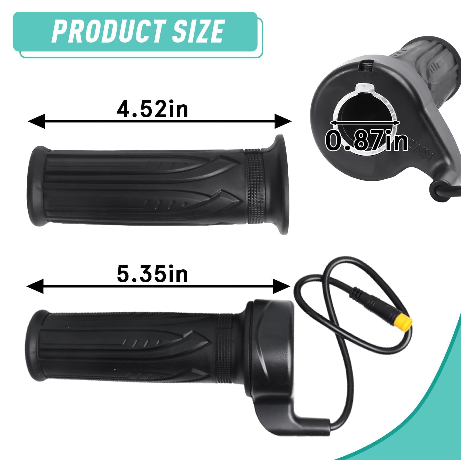 20X Full Twist Throttle Grip for Ebike 12V-72V Twist Throttle Electric Bike Mountain Bike Scooter with Waterproof Connector — view 3