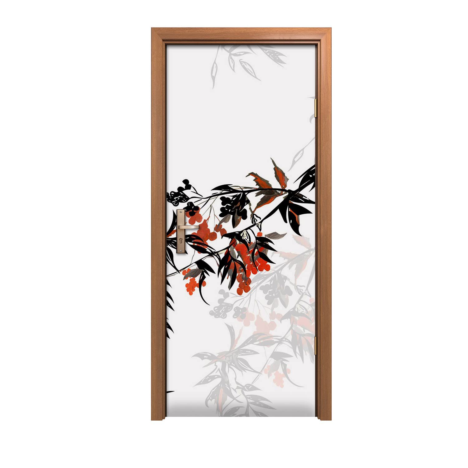 Autocollant de porte masquez les défauts et décorez avec ce motif feuilles de fruits 90x200