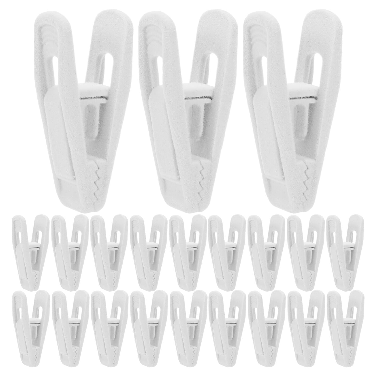 Mollette in Plastica Antivento per Bucato 50 Pezzi, Clip in Velluto Antiscivolo Bianche per Abiti, Pantaloni e Asciugamani, Leggere e Resistenti per Uso Interno ed Esterno