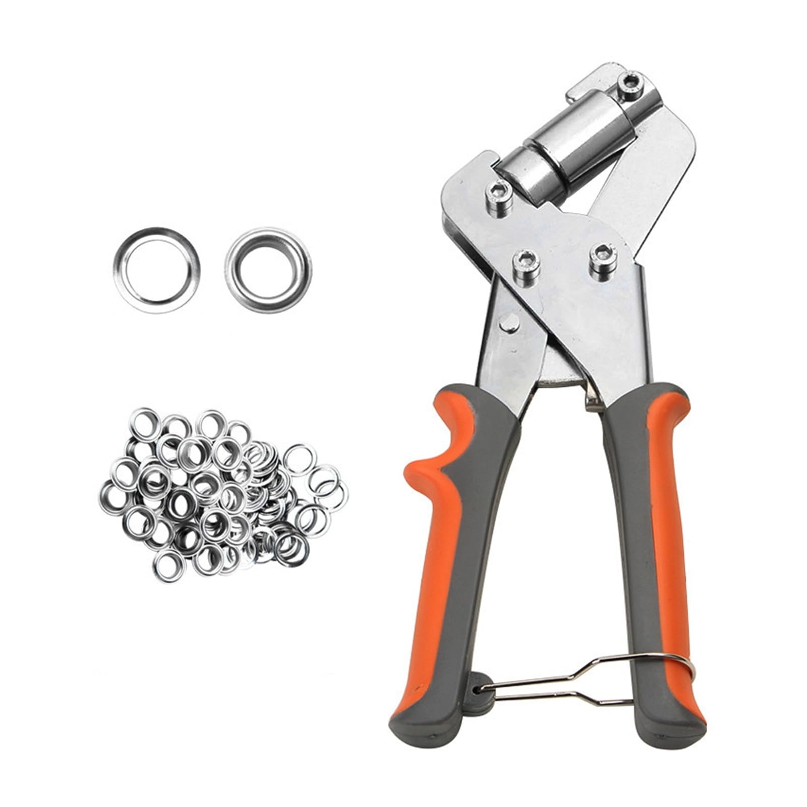 Pinze portatili per occhielli, in acciaio inox, senza sforzo, installazione manuale per occhielli, rivetti, bottoni su pelle, tela, teloni e tessuti (50 set e strumenti, 6 mm)