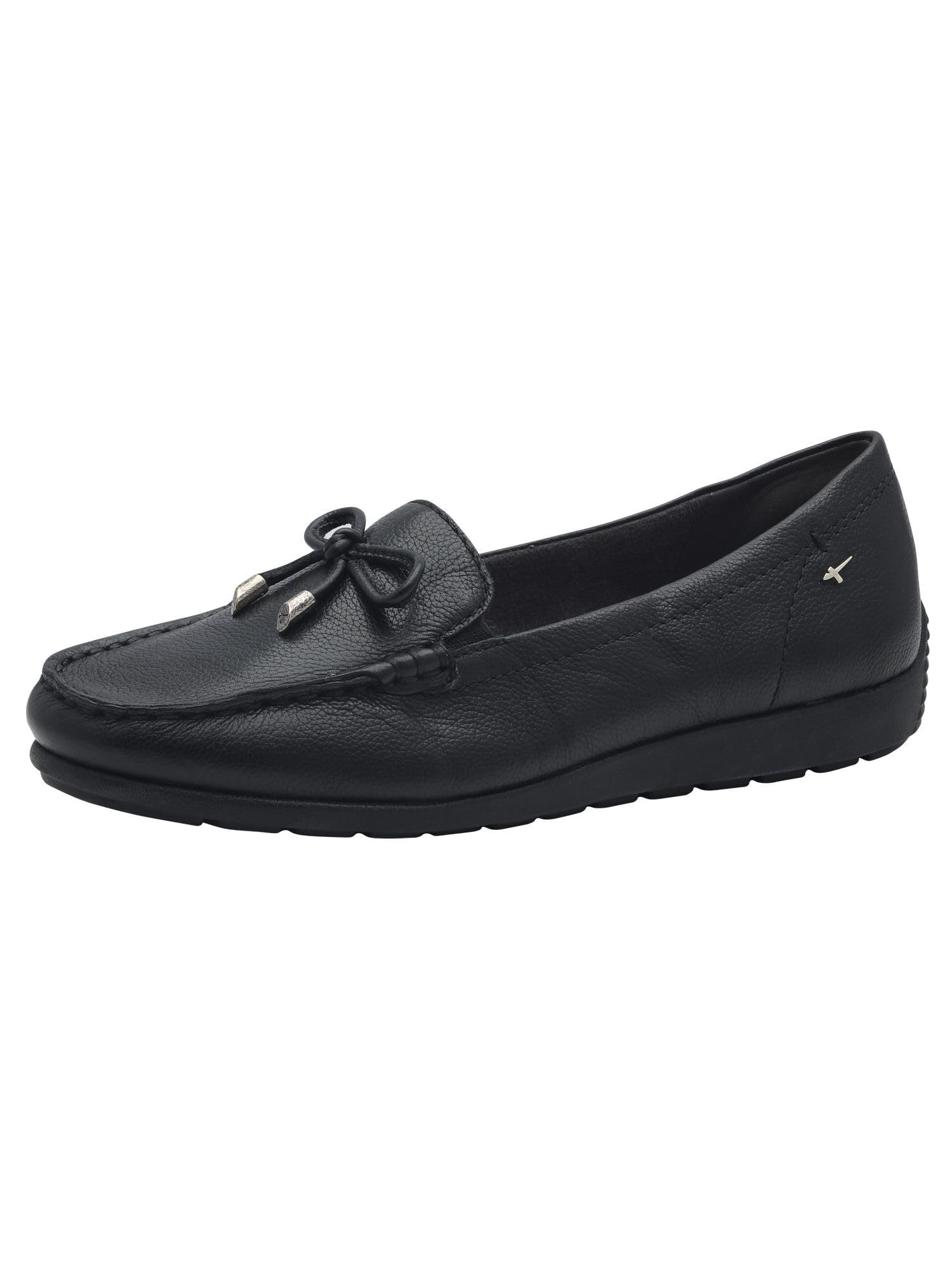 Tamaris Comfort Damen Mokassins aus Leder mit Schleife, Schwarz (Black Nappa), 37 EU
