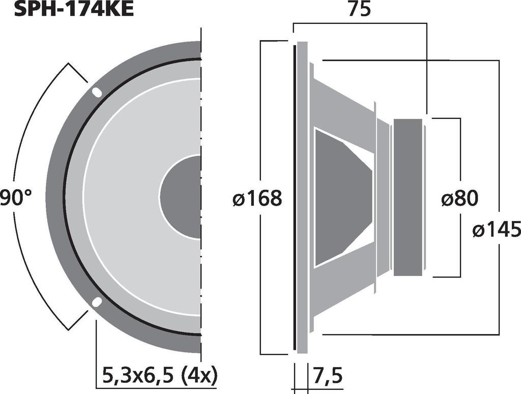Monacor SPH-174KE 6,5 pulgadas 16,8 cm ancho 50 W 8Ω