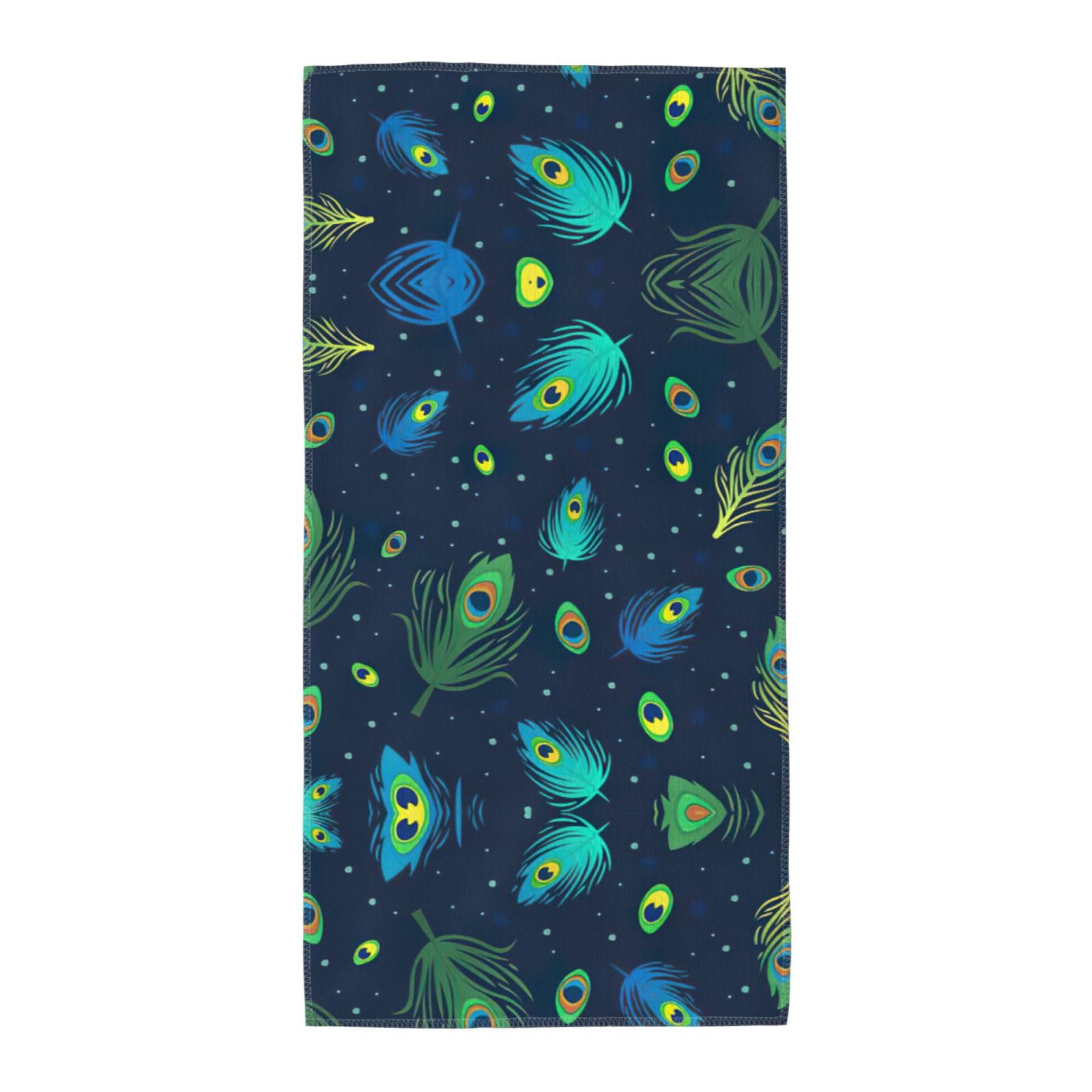 SDEGTHO Peacock Feather Fashion Printed Bath Towel High Water Absorption For Hiking Trip