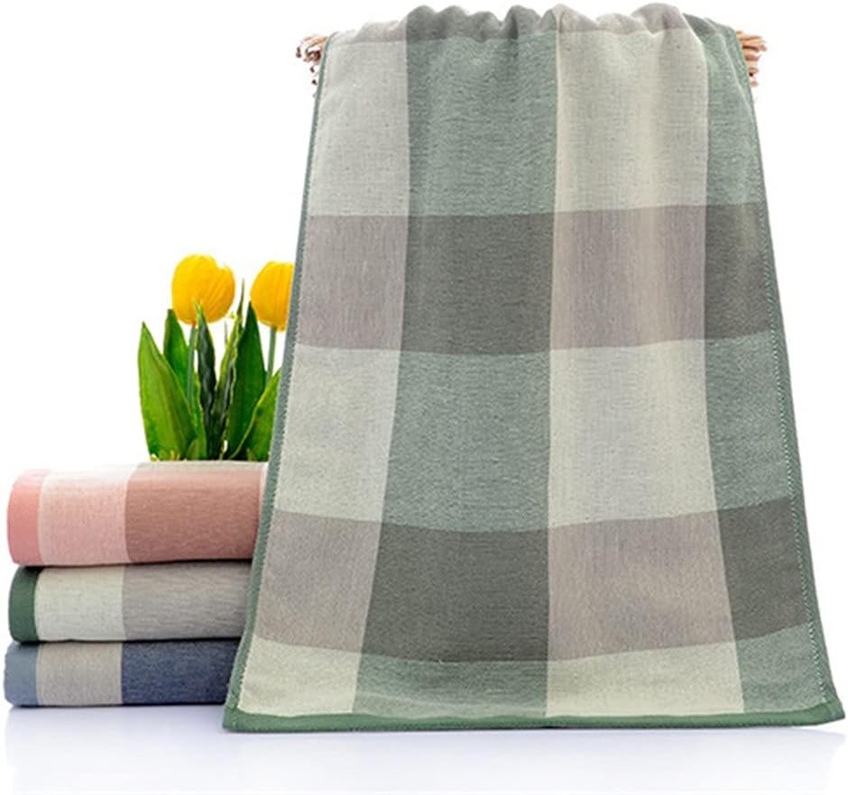 Cotton Fashion Towel Soft Hand Washing Plaid Cotton Gauze Towel Gift Face Towel(E)