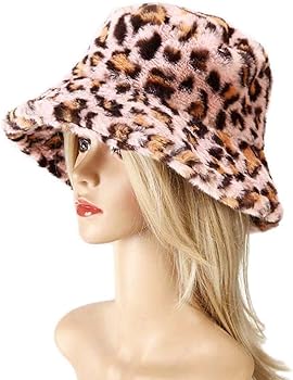 Women's Leopard Print Faux Fur Bucket Hat Fluffy Winter Warmer Women's Leopard Print Faux Fur Bucket Hat Fluffy Winter Warmer