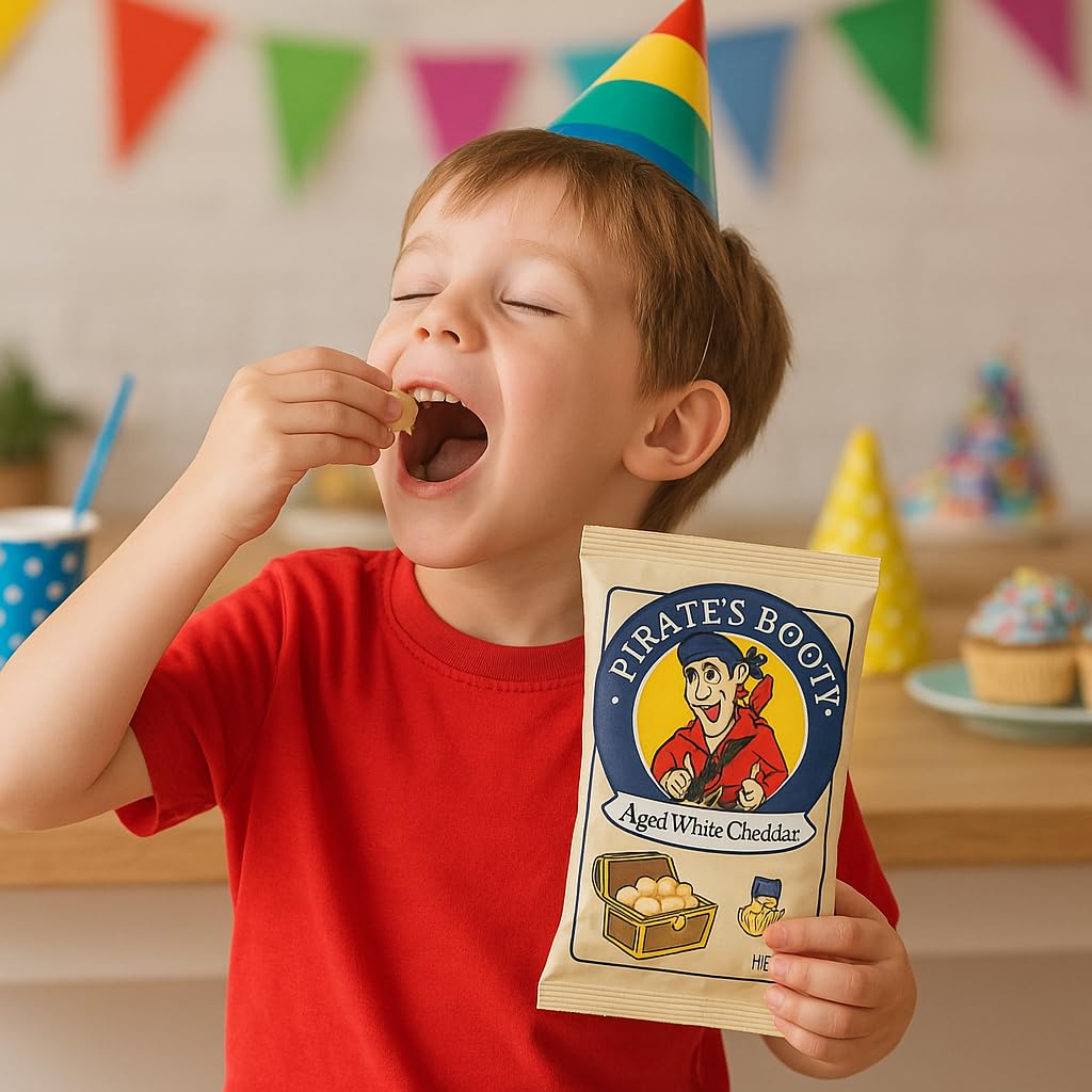 Bulk Pirate-booty Aged White Cheddar Popcorn Puffs Individual Bags by MOOCHI (60 Count) – Cheesy, Crunchy, Gluten-Free Snack Packs for Lunches, Parties & On-the-Go