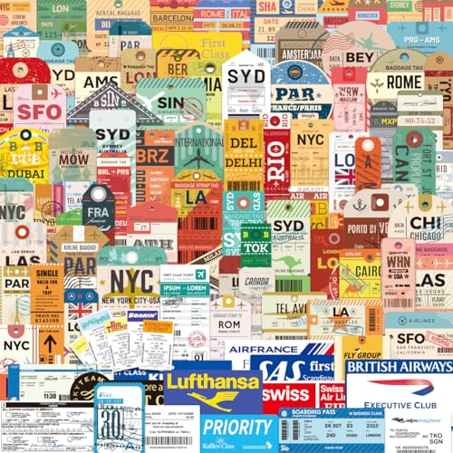 Image of Travel Stickers Pack, Luggage Stickers for Suitcases,Water Bottles | 100Pcs Waterproof Decals for Notebook /Laptop /Car Bumper /Truck /Motorcycle,Travel Journal Sticker, Road Trip, Adventure Sticker