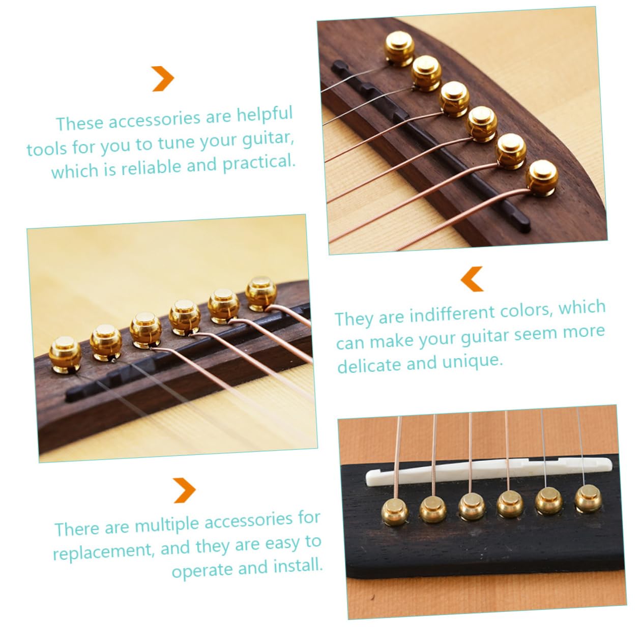 ibasenice 60piezas Pasadores De Cuerda Para Guitarra Acústica y Eléctrica Accesorios De Afinación Para Instrumentos De Cuerda