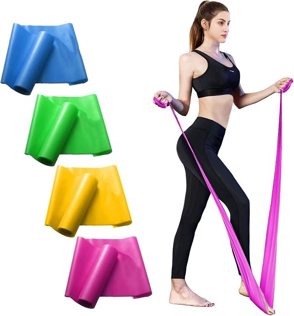 Niluoya Resistance Bands Set, 4 Pack Elastic Excersize Band Long Home or Gym for Women Men Leg Stretch Training, Workout, Yoga, Pilates, Fitness, Rehab, Upper and Lower Body Exercise