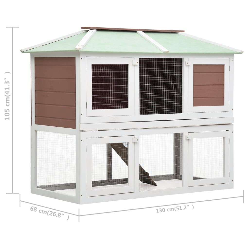 HOMIUSE Conejera para animales pequeños, 2 pisos, marrón, madera, conejillo de indias, accesorios para conejillos de indias, jaulas para exteriores, fiesta de invierno, jaula, jaula, madera marrón y