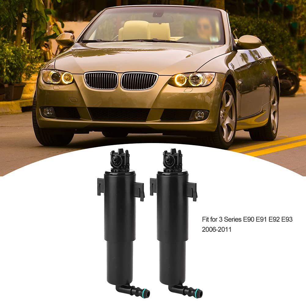 2pcs Headlight Headlamp Washer Nozzle Jet Sprayer OE: 61677179311, Compatible with 3 Series E90 E91 E92 E93 2006 to 2011