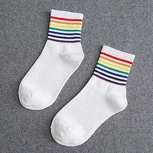 Chaussettes de coton chaudes et épaisses pour femme motif arc-en-ciel