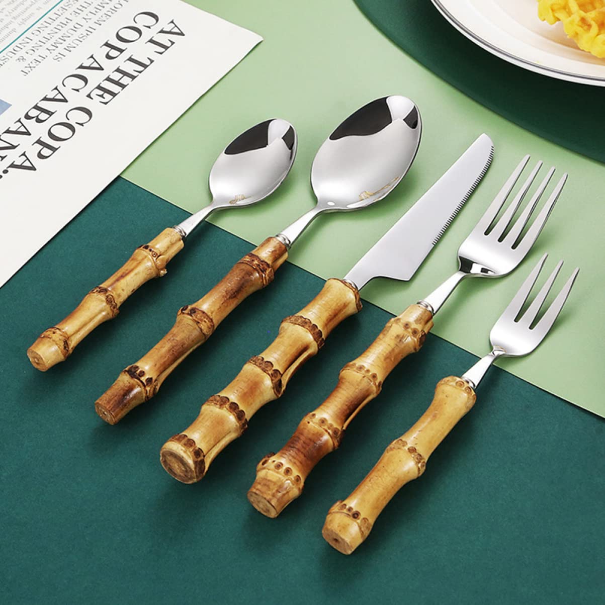 Amosfun 3 Set Set di posate in gadget ciotole da tavola cutlery set kit taglierino cucchiaio posate per cibo occidentale Acciaio inossidabile