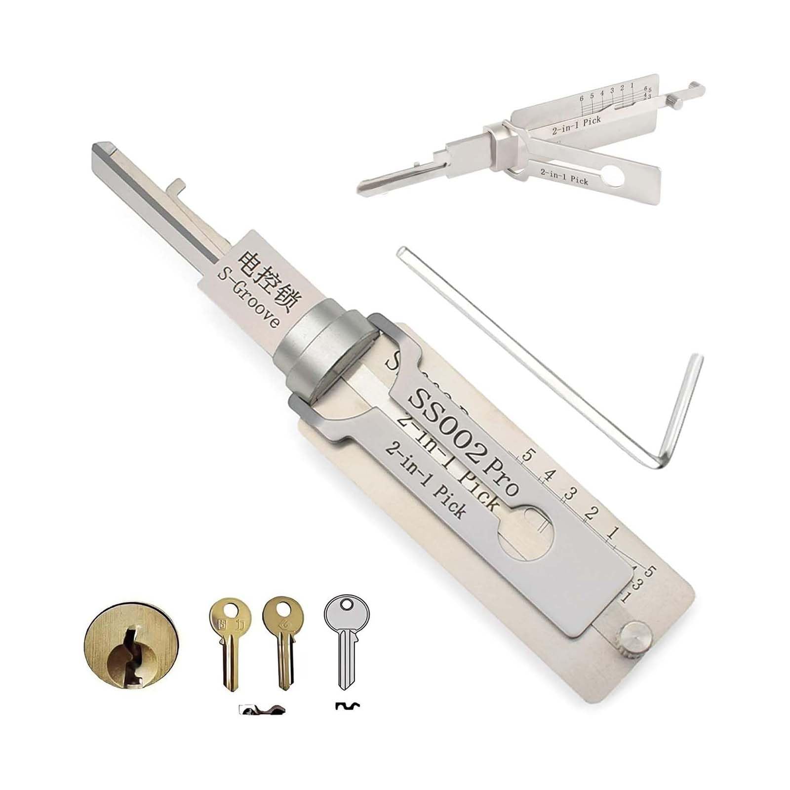 Locksmith Tools Key Key Decoder Stainless Steel Master – Precision 2-in-1 Hook & Pick Set ...